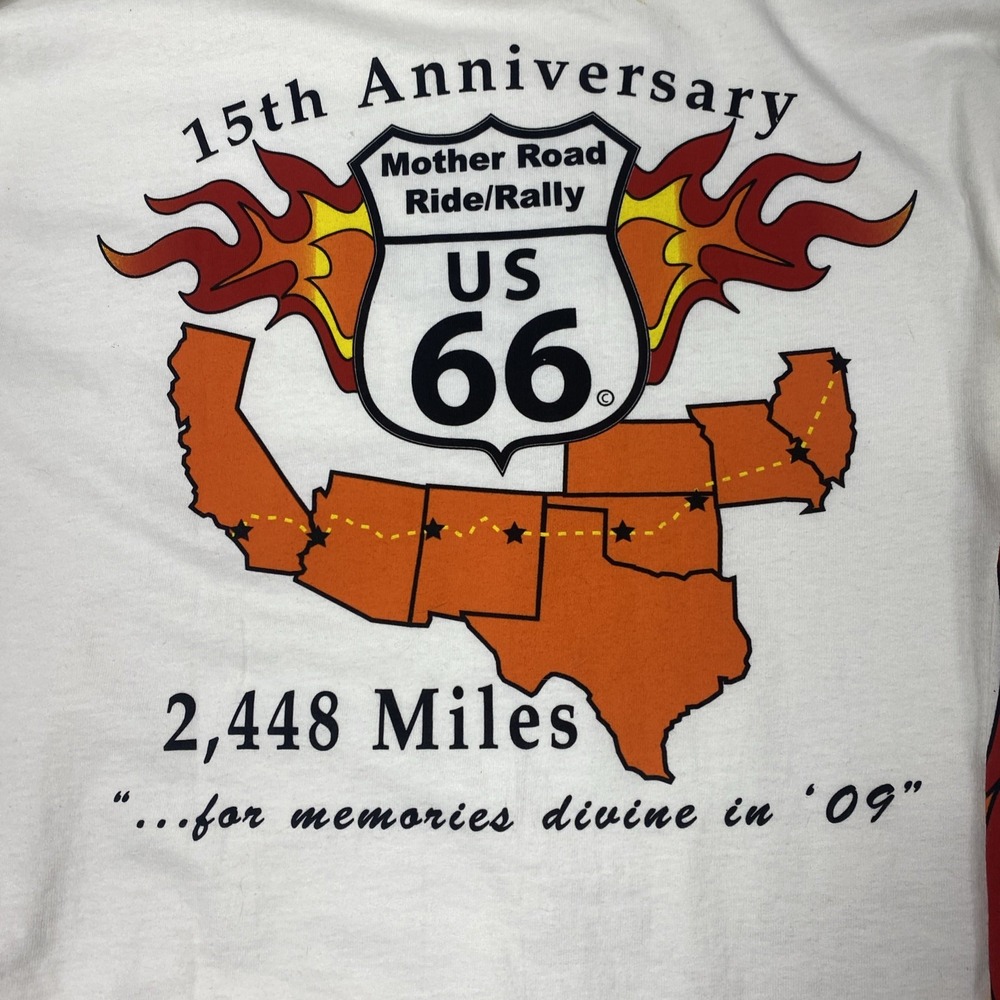 Route 66 Mother Road Ride Rally Mens Large White Long Sleeve 2009 - Picture 10 of 12